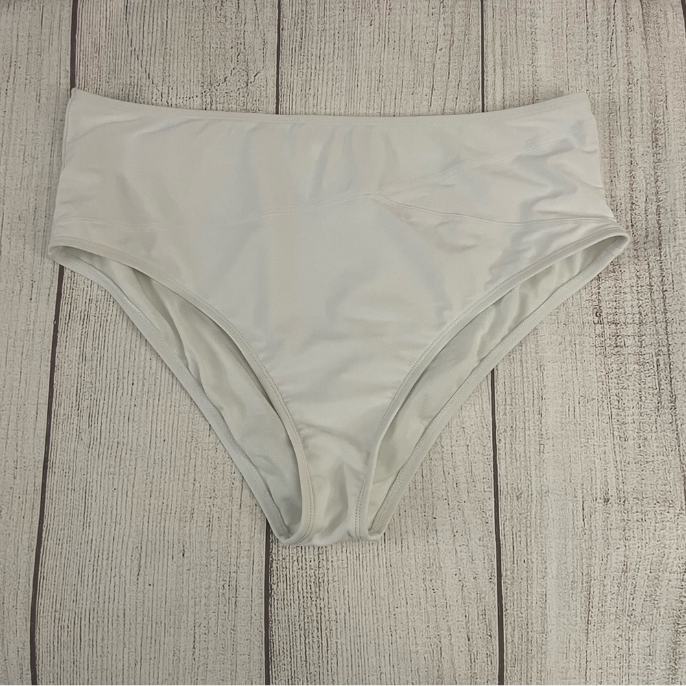 Women’s High-Waisted White Bikini Bottom Swim Size XL
